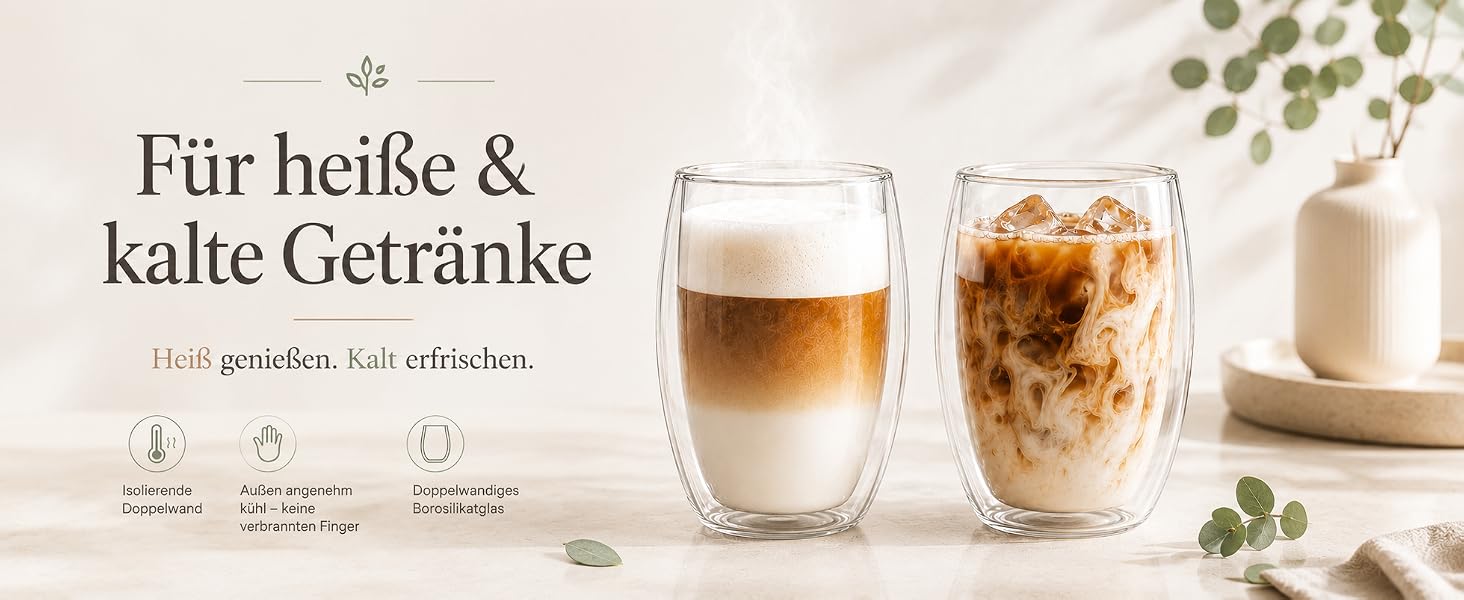 Kein Verbrennen der Finger dank Thermo-Doppelwand