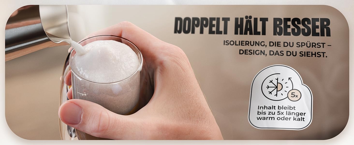 Kein Verbrennen der Finger dank Thermo-Doppelwand